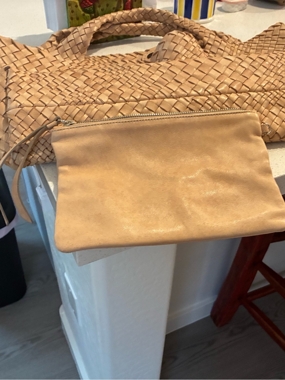 Falor Italia Woven Tote Bag in Natural Cream - Stylish Everyday Carry - Picture 6 of 9